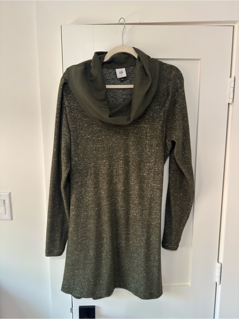 Cabi Olive Green Marled Cowl Neck Tunic Sweater
